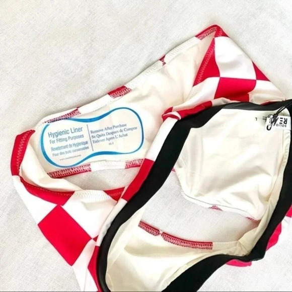 NWT RE/DONE SOLID&STRIPED The Malibu Bottom Red Checker Size L - Picture 12 of 13